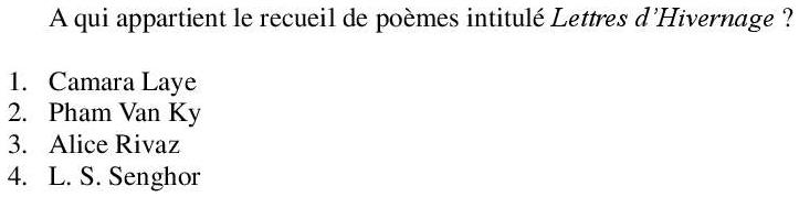 Read the question and choices in the excerpt. Choose A/B/C/D for the first/second/third/fourth option shown.