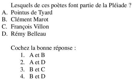 Read the question and choices in the excerpt. Choose A/B/C/D for the first/second/third/fourth option shown.