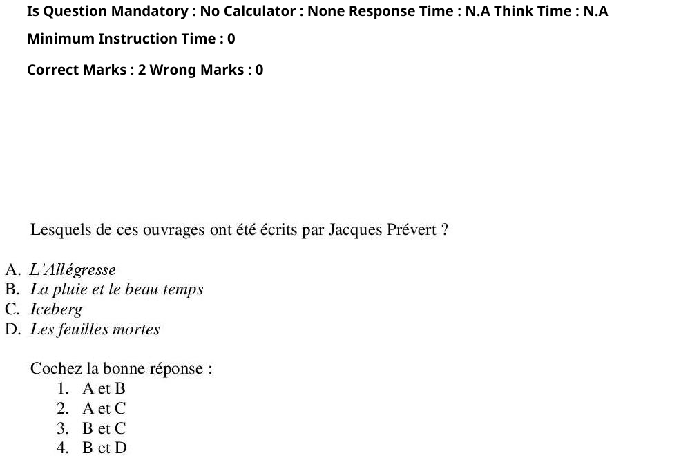 Read the question and choices in the excerpt. Choose A/B/C/D for the first/second/third/fourth option shown.