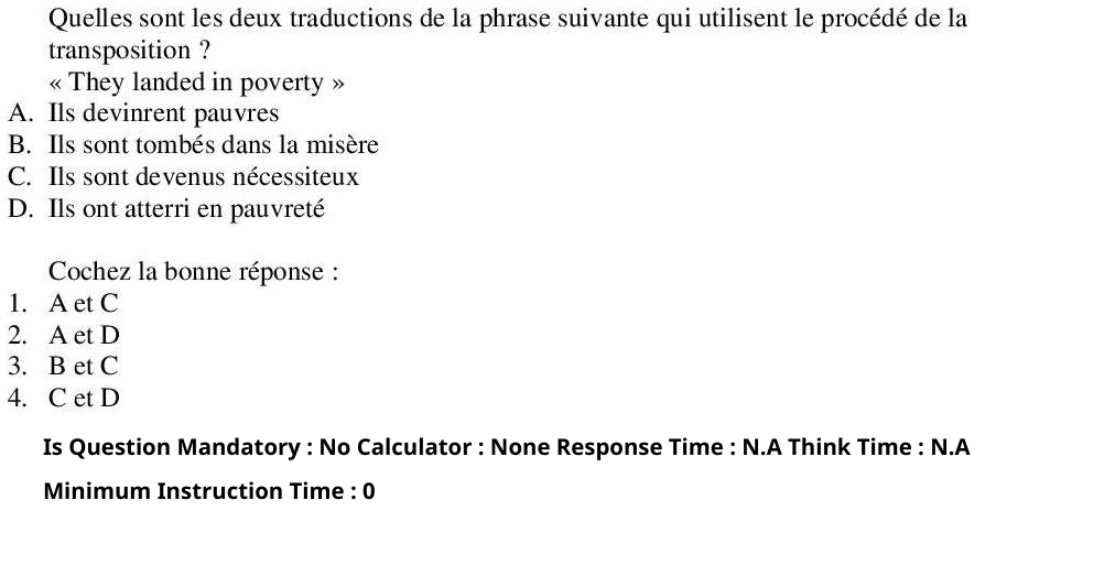 Read the question and choices in the excerpt. Choose A/B/C/D for the first/second/third/fourth option shown.