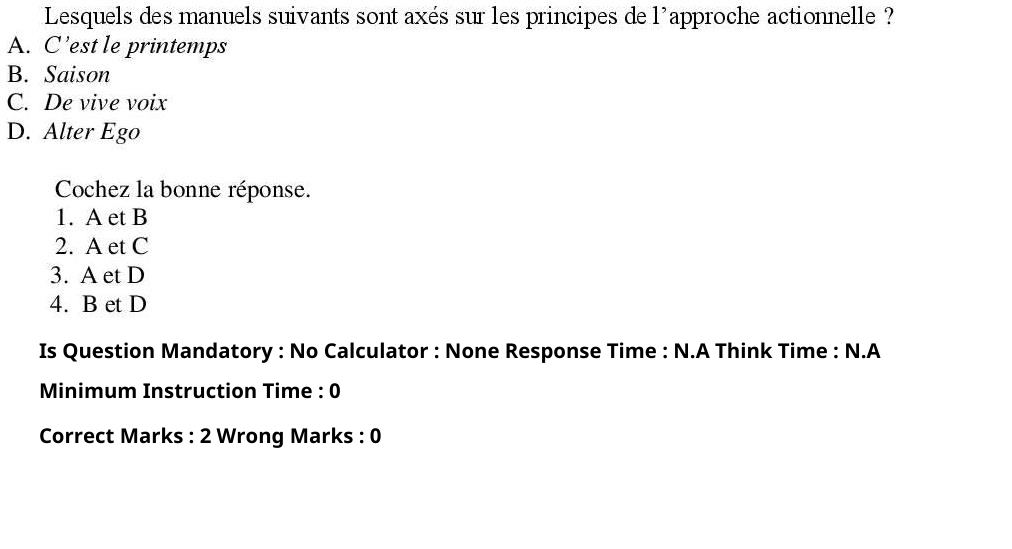 Read the question and choices in the excerpt. Choose A/B/C/D for the first/second/third/fourth option shown.