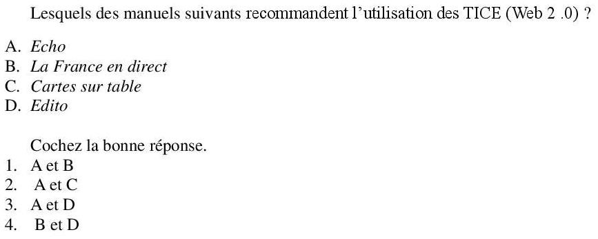 Read the question and choices in the excerpt. Choose A/B/C/D for the first/second/third/fourth option shown.