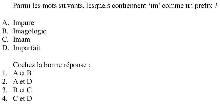 Read the question and choices in the excerpt. Choose A/B/C/D for the first/second/third/fourth option shown.