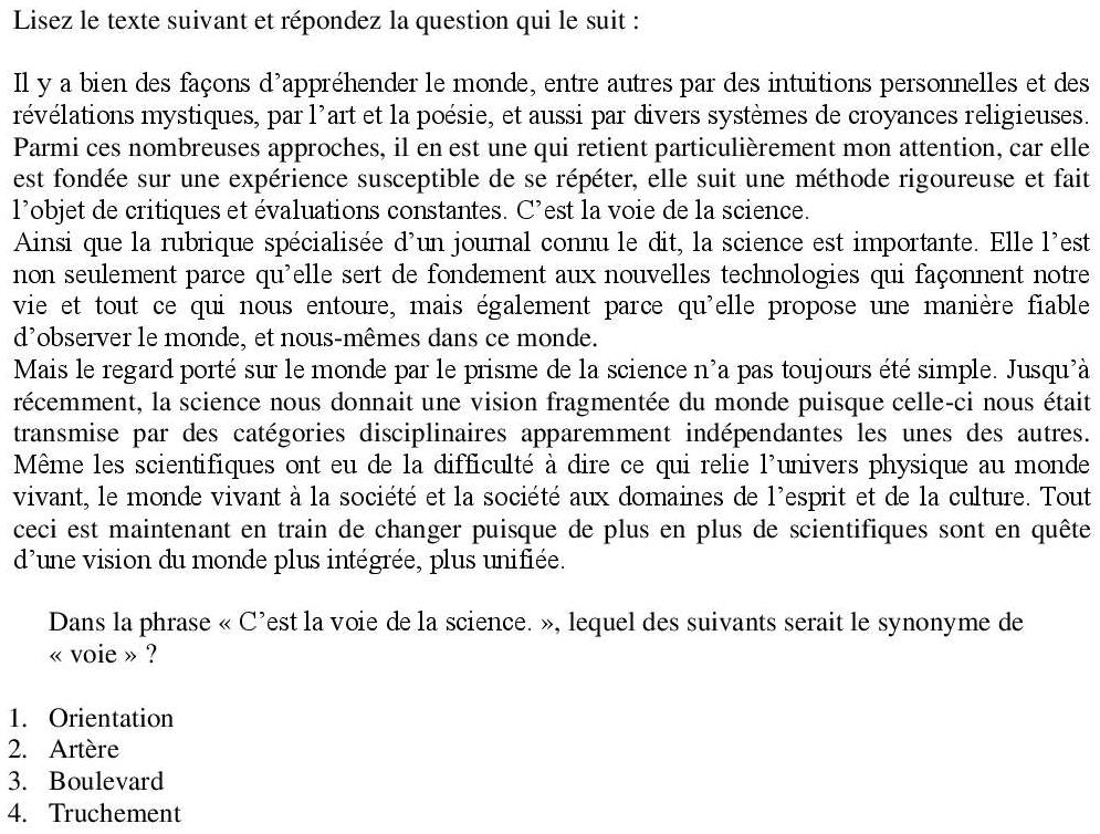 Read the question and choices in the excerpt. Choose A/B/C/D for the first/second/third/fourth option shown.