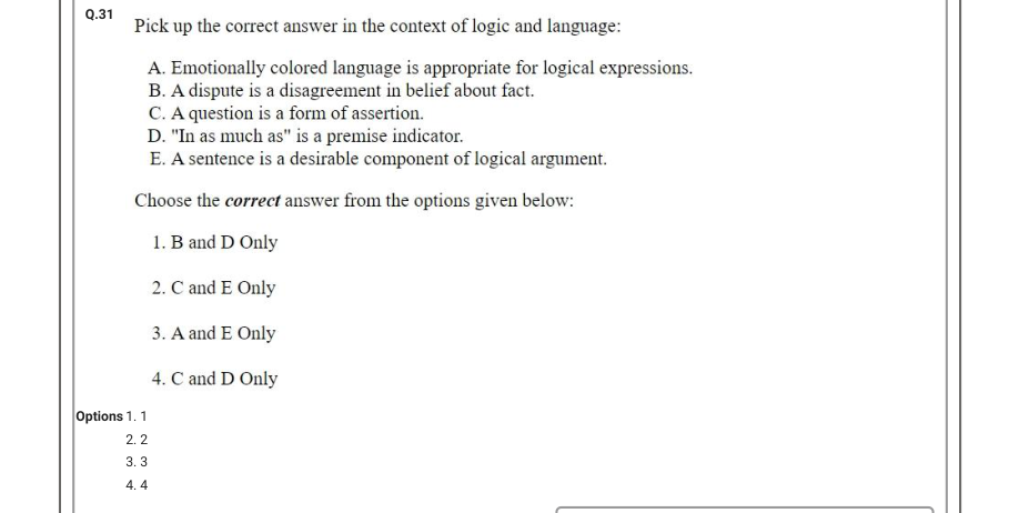 Read the question and choices in the excerpt. Choose A/B/C/D for the first/second/third/fourth option shown.