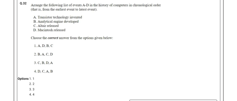 Read the question and choices in the excerpt. Choose A/B/C/D for the first/second/third/fourth option shown.