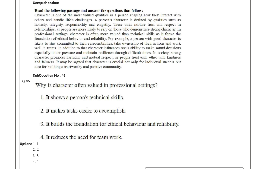 Read the question and choices in the excerpt. Choose A/B/C/D for the first/second/third/fourth option shown.