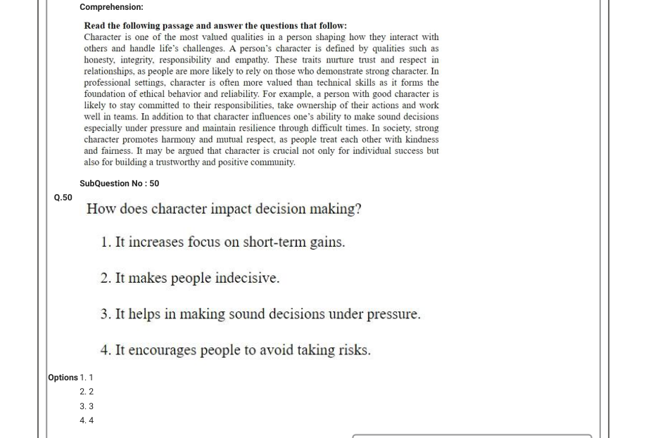 Read the question and choices in the excerpt. Choose A/B/C/D for the first/second/third/fourth option shown.