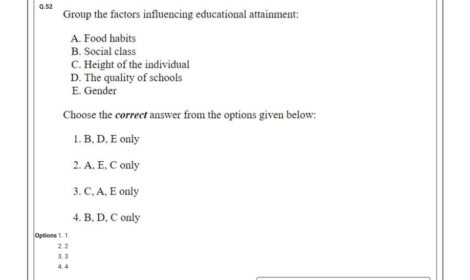 Read the question and choices in the excerpt. Choose A/B/C/D for the first/second/third/fourth option shown.