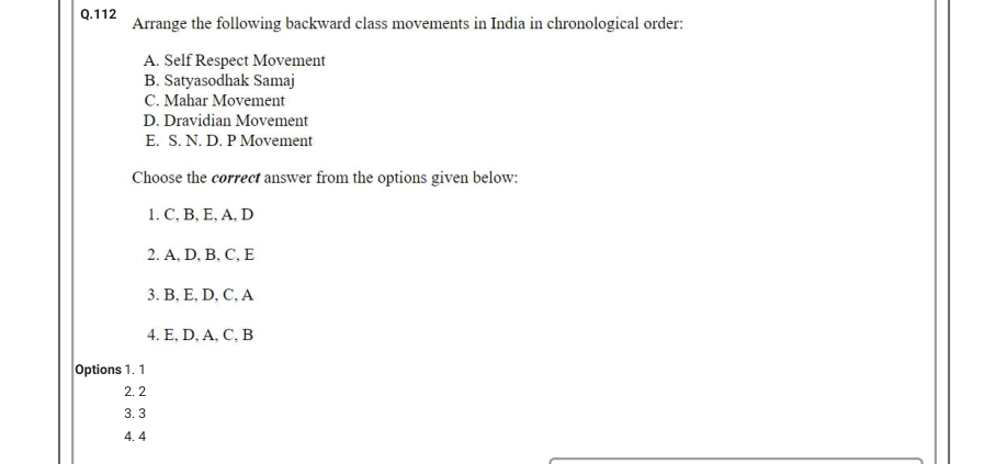 Read the question and choices in the excerpt. Choose A/B/C/D for the first/second/third/fourth option shown.