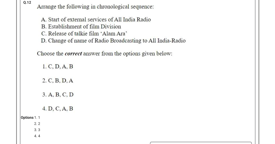 Read the question and choices in the excerpt. Choose A/B/C/D for the first/second/third/fourth option shown.