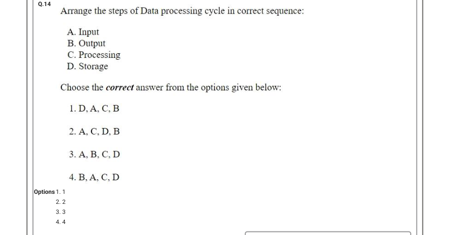 Read the question and choices in the excerpt. Choose A/B/C/D for the first/second/third/fourth option shown.
