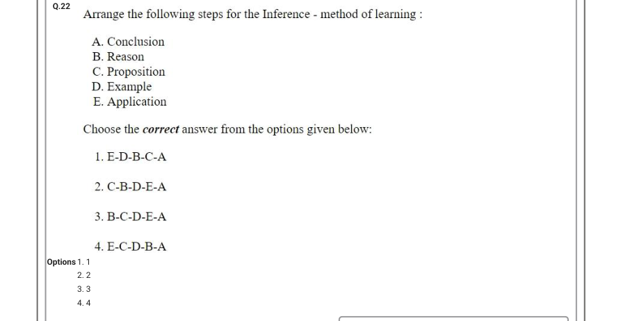 Read the question and choices in the excerpt. Choose A/B/C/D for the first/second/third/fourth option shown.