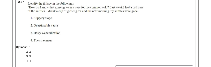 Read the question and choices in the excerpt. Choose A/B/C/D for the first/second/third/fourth option shown.