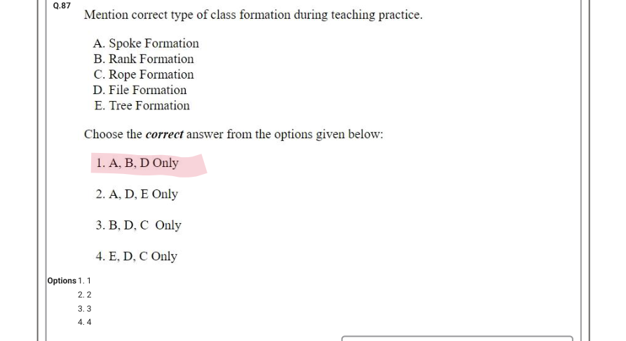Read the question and choices in the excerpt. Choose A/B/C/D for the first/second/third/fourth option shown.