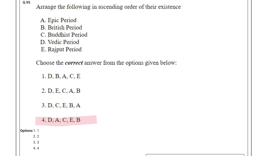 Read the question and choices in the excerpt. Choose A/B/C/D for the first/second/third/fourth option shown.