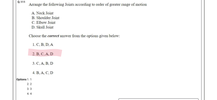 Read the question and choices in the excerpt. Choose A/B/C/D for the first/second/third/fourth option shown.