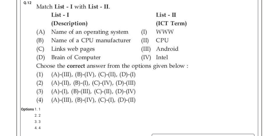 Read the question and choices in the excerpt. Choose A/B/C/D for the first/second/third/fourth option shown.