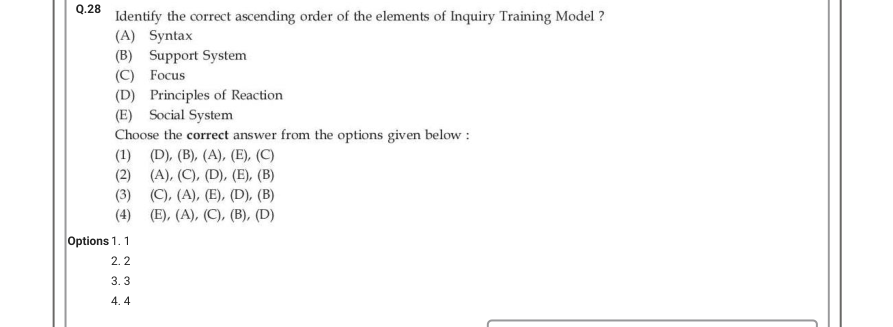 Read the question and choices in the excerpt. Choose A/B/C/D for the first/second/third/fourth option shown.