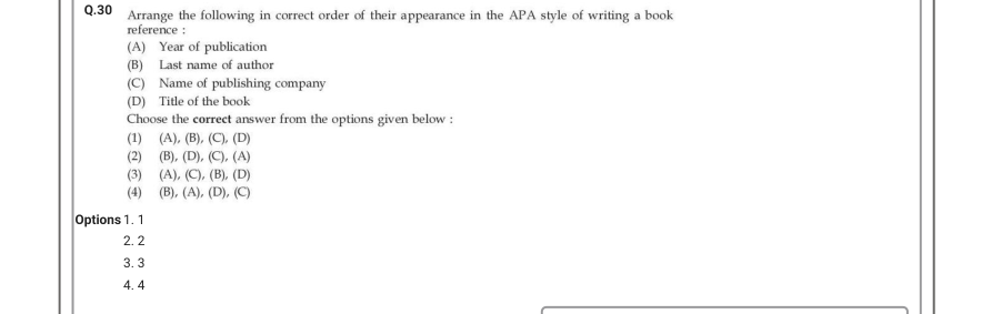 Read the question and choices in the excerpt. Choose A/B/C/D for the first/second/third/fourth option shown.