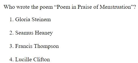 Read the question and choices in the excerpt. Choose A/B/C/D for the first/second/third/fourth option shown.