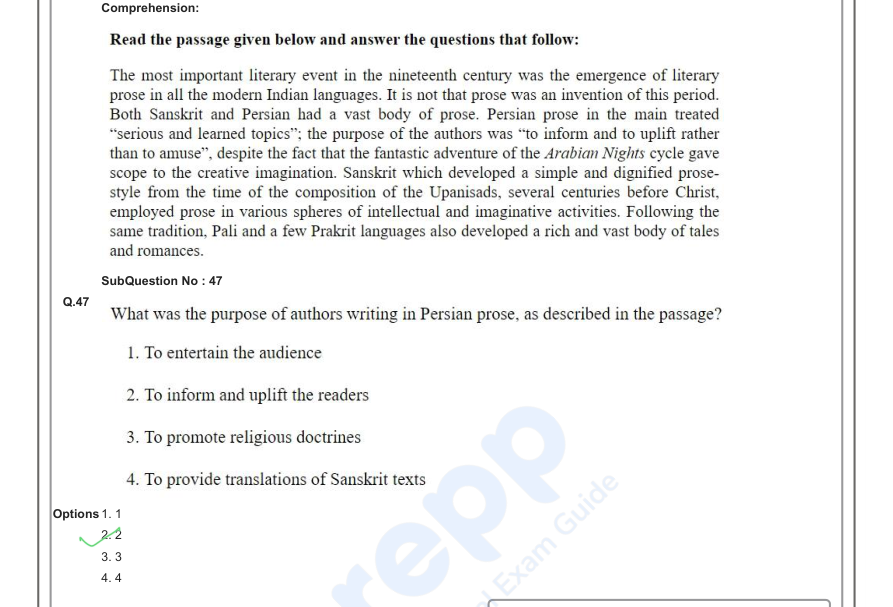 Read the question and choices in the excerpt. Choose A/B/C/D for the first/second/third/fourth option shown.