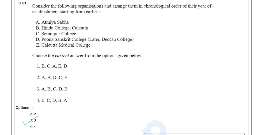 Read the question and choices in the excerpt. Choose A/B/C/D for the first/second/third/fourth option shown.