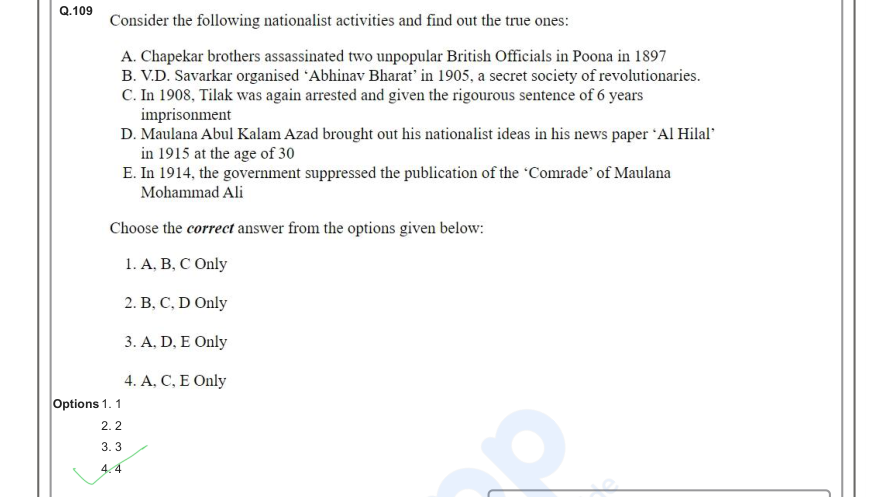 Read the question and choices in the excerpt. Choose A/B/C/D for the first/second/third/fourth option shown.
