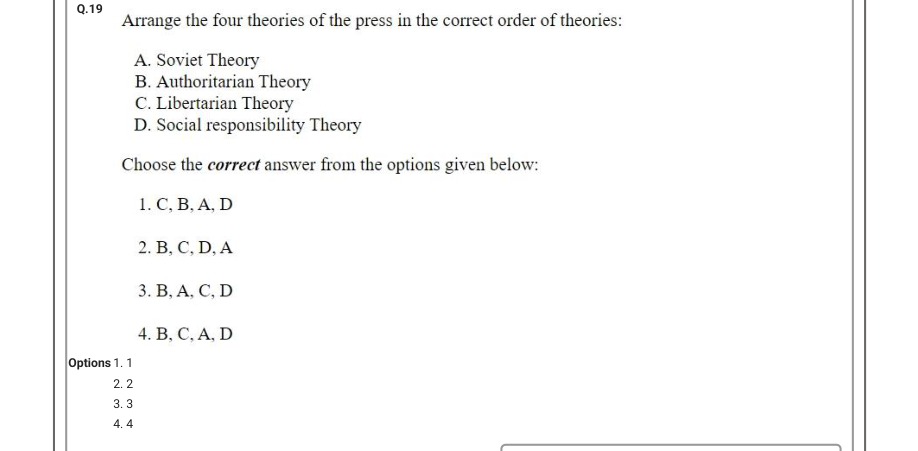 Read the question and choices in the excerpt. Choose A/B/C/D for the first/second/third/fourth option shown.