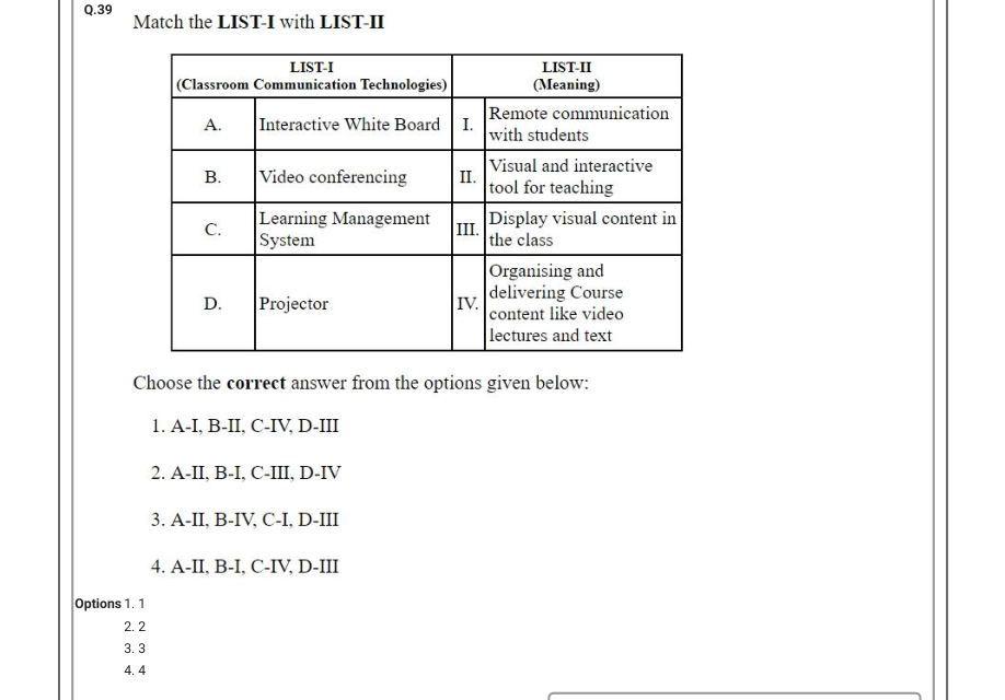 Read the question and choices in the excerpt. Choose A/B/C/D for the first/second/third/fourth option shown.