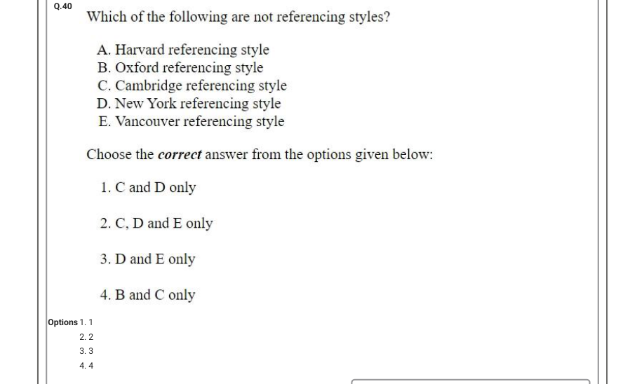 Read the question and choices in the excerpt. Choose A/B/C/D for the first/second/third/fourth option shown.