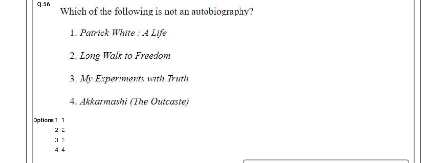 Read the question and choices in the excerpt. Choose A/B/C/D for the first/second/third/fourth option shown.