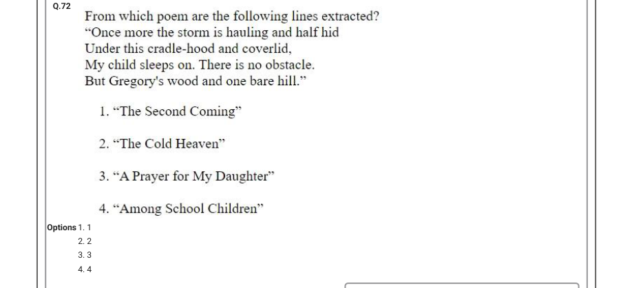 Read the question and choices in the excerpt. Choose A/B/C/D for the first/second/third/fourth option shown.