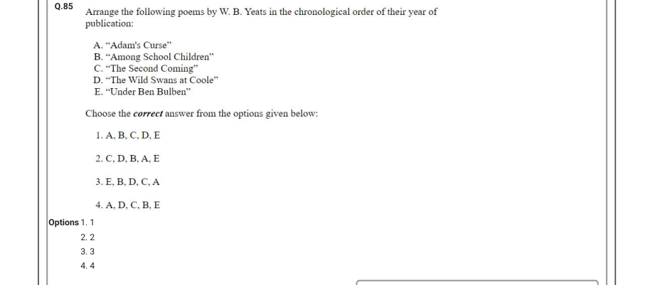 Read the question and choices in the excerpt. Choose A/B/C/D for the first/second/third/fourth option shown.