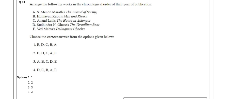 Read the question and choices in the excerpt. Choose A/B/C/D for the first/second/third/fourth option shown.
