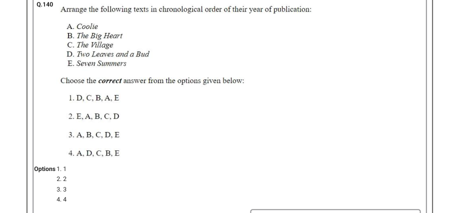 Read the question and choices in the excerpt. Choose A/B/C/D for the first/second/third/fourth option shown.