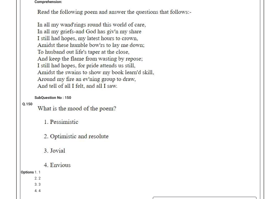 Read the question and choices in the excerpt. Choose A/B/C/D for the first/second/third/fourth option shown.