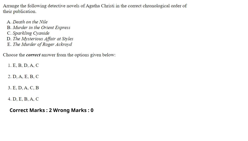 Read the question and choices in the excerpt. Choose A/B/C/D for the first/second/third/fourth option shown.