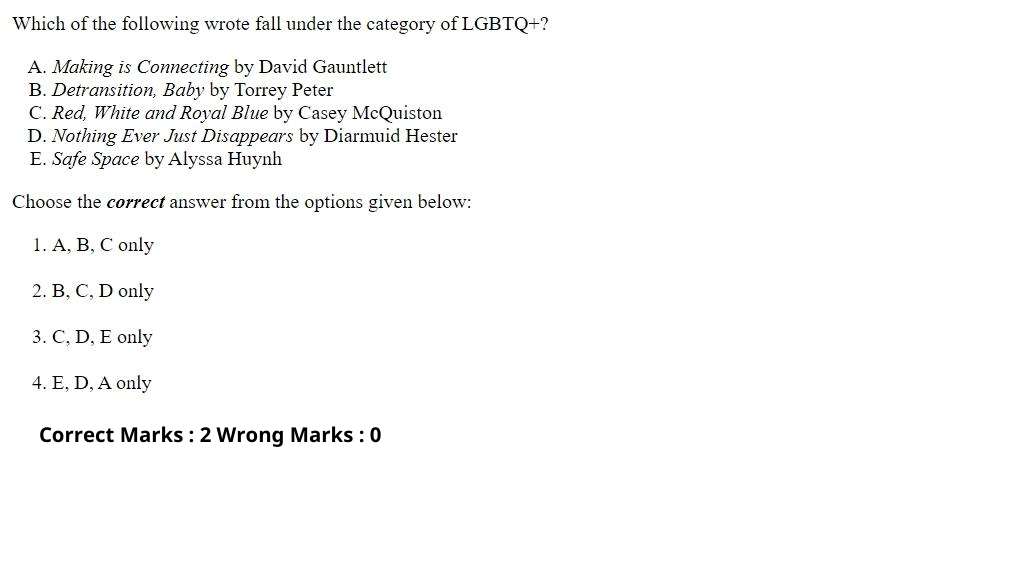 Read the question and choices in the excerpt. Choose A/B/C/D for the first/second/third/fourth option shown.