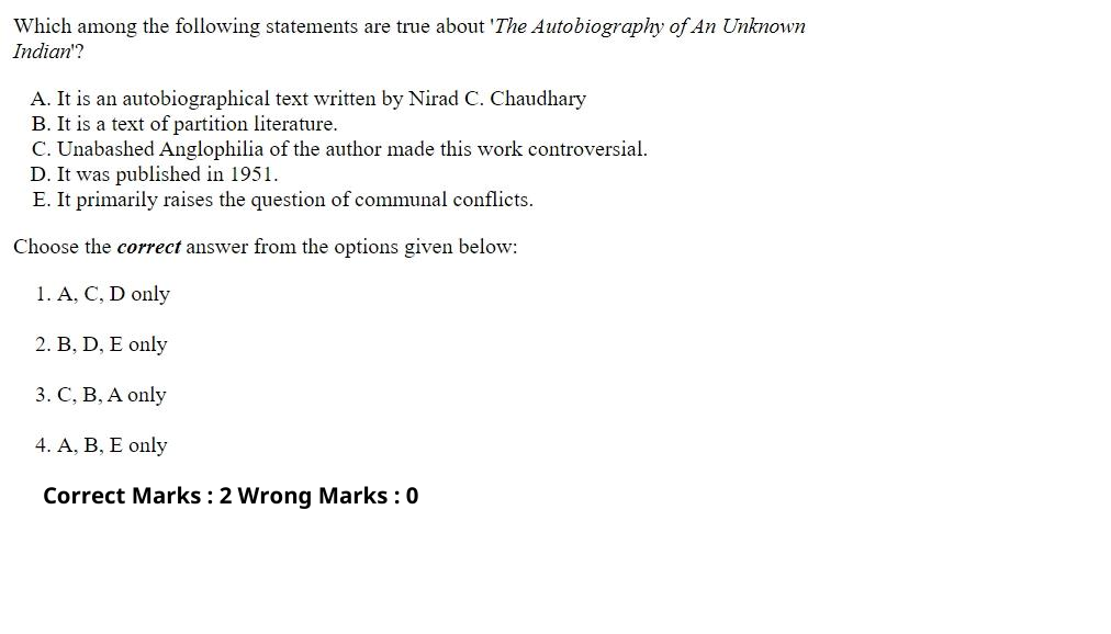 Read the question and choices in the excerpt. Choose A/B/C/D for the first/second/third/fourth option shown.