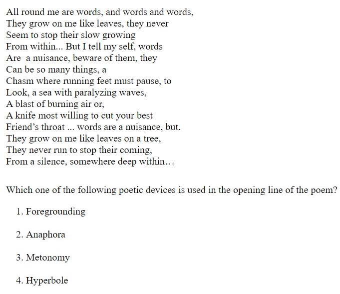 Read the question and choices in the excerpt. Choose A/B/C/D for the first/second/third/fourth option shown.
