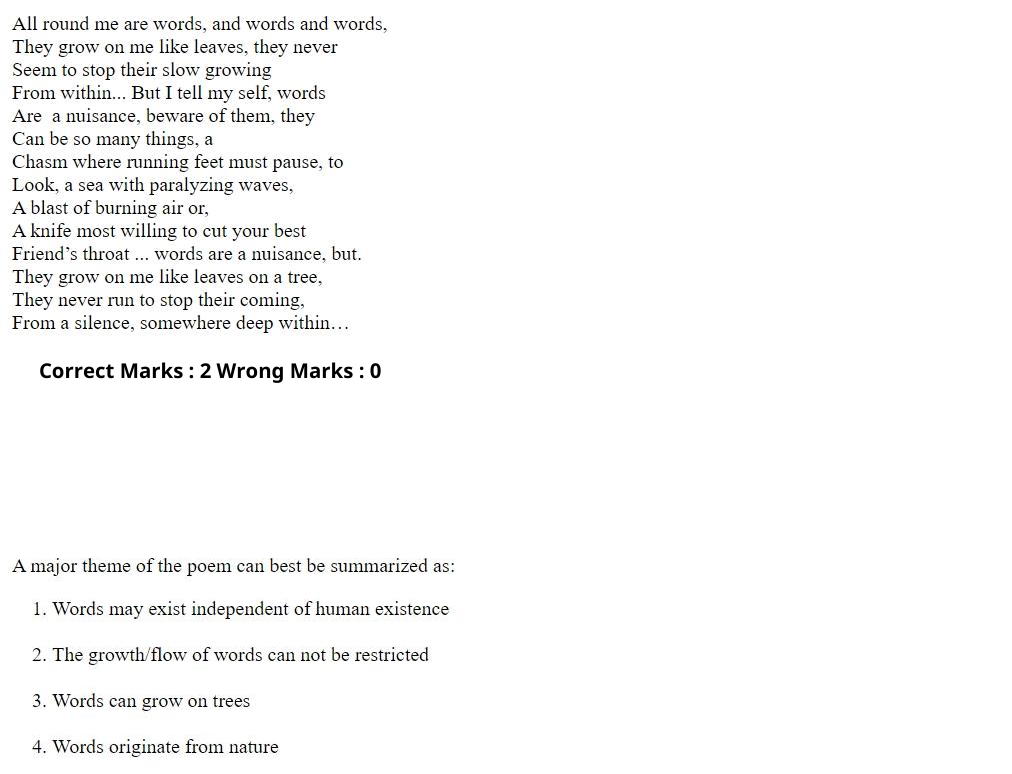 Read the question and choices in the excerpt. Choose A/B/C/D for the first/second/third/fourth option shown.