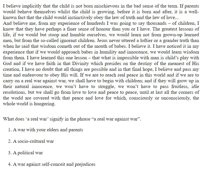 Read the question and choices in the excerpt. Choose A/B/C/D for the first/second/third/fourth option shown.