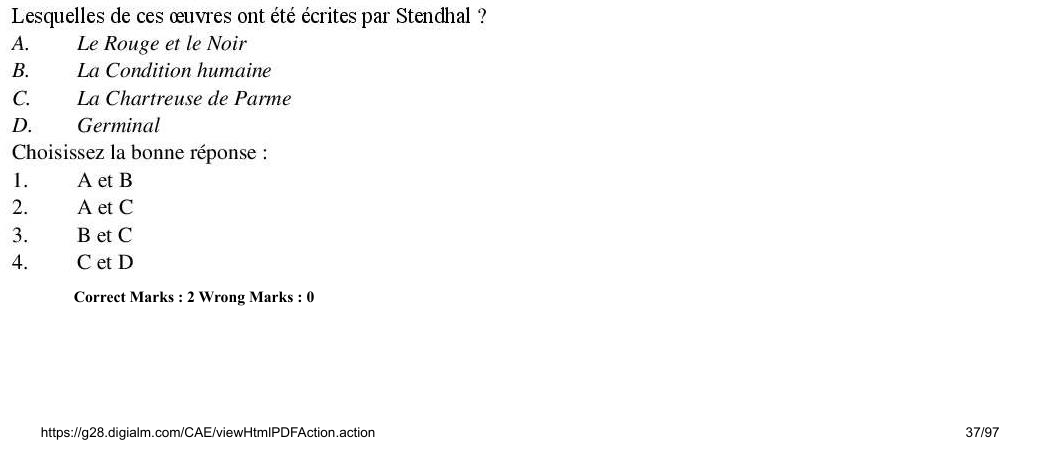 Read the question and choices in the excerpt. Choose A/B/C/D for the first/second/third/fourth option shown.