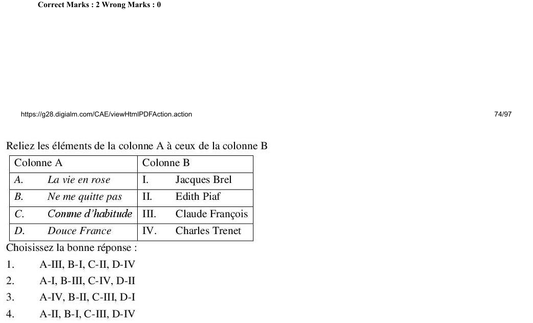 Read the question and choices in the excerpt. Choose A/B/C/D for the first/second/third/fourth option shown.