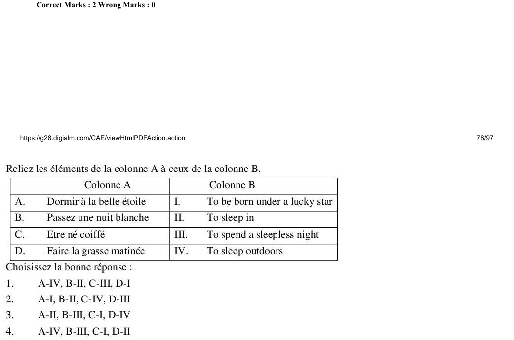 Read the question and choices in the excerpt. Choose A/B/C/D for the first/second/third/fourth option shown.