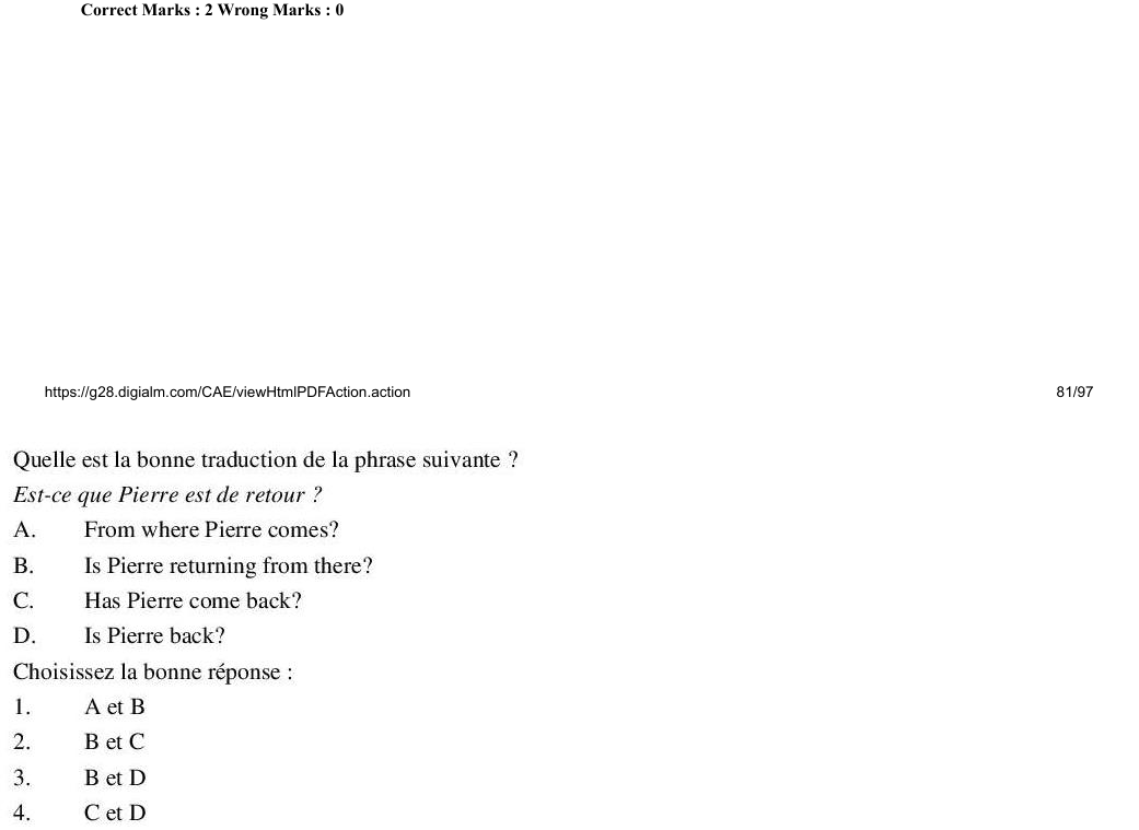 Read the question and choices in the excerpt. Choose A/B/C/D for the first/second/third/fourth option shown.