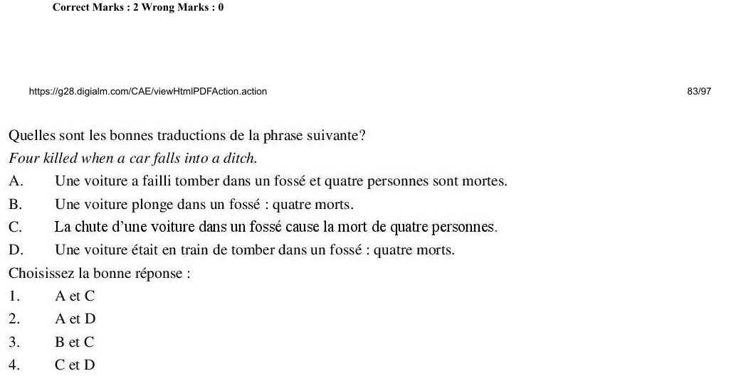 Read the question and choices in the excerpt. Choose A/B/C/D for the first/second/third/fourth option shown.
