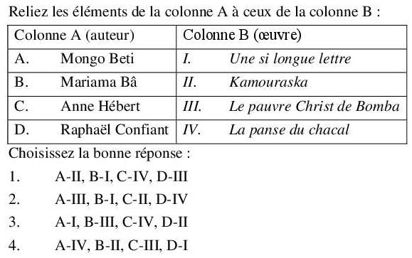 Read the question and choices in the excerpt. Choose A/B/C/D for the first/second/third/fourth option shown.