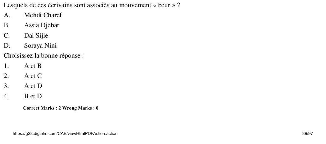 Read the question and choices in the excerpt. Choose A/B/C/D for the first/second/third/fourth option shown.